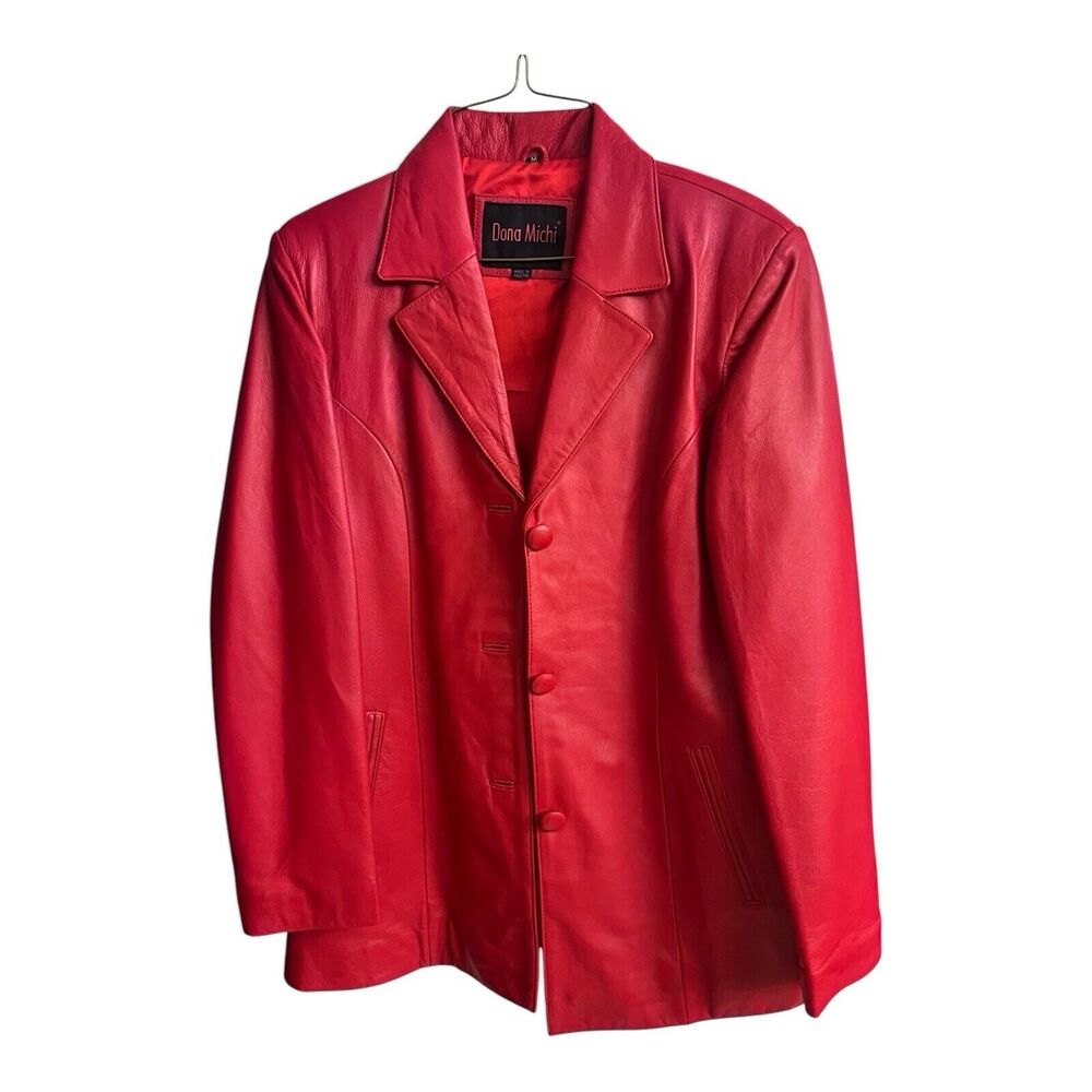 Sexy Red Soft Leather Jacket Dona Michi Used